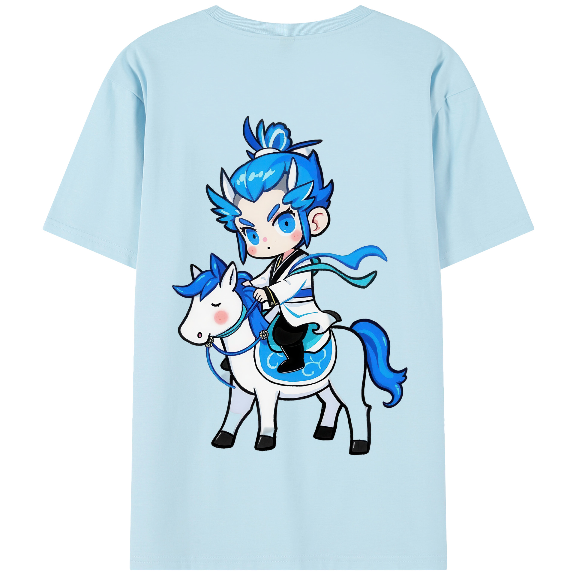 （画像用） Ne Zha 2 ナタ 魔童の大暴れ 綿100％半袖Tシャツ（背面プリント）